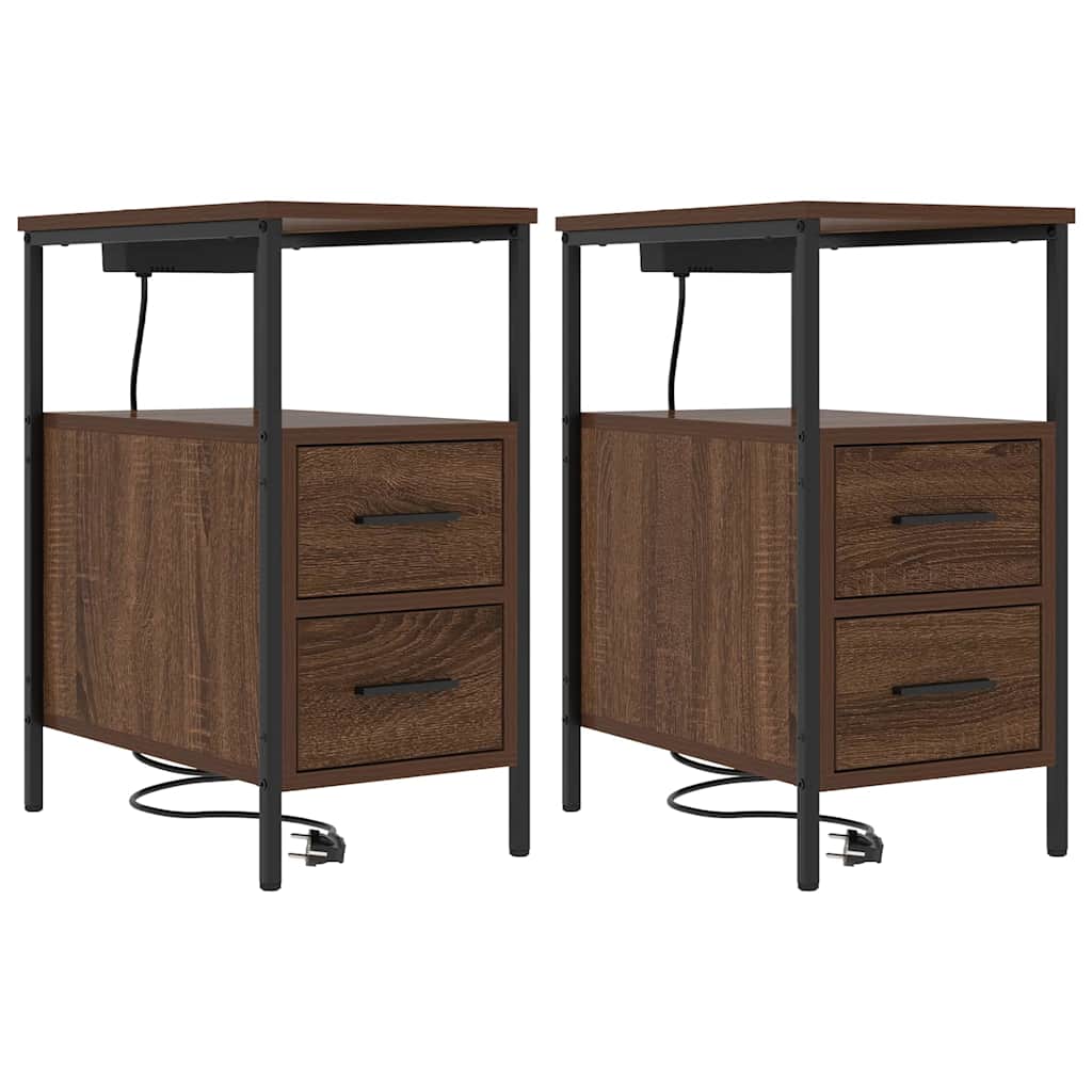 vidaXL Armário de Cabeceira 2 pcs Carvalho Marrom 30 x 48 x 61 cm