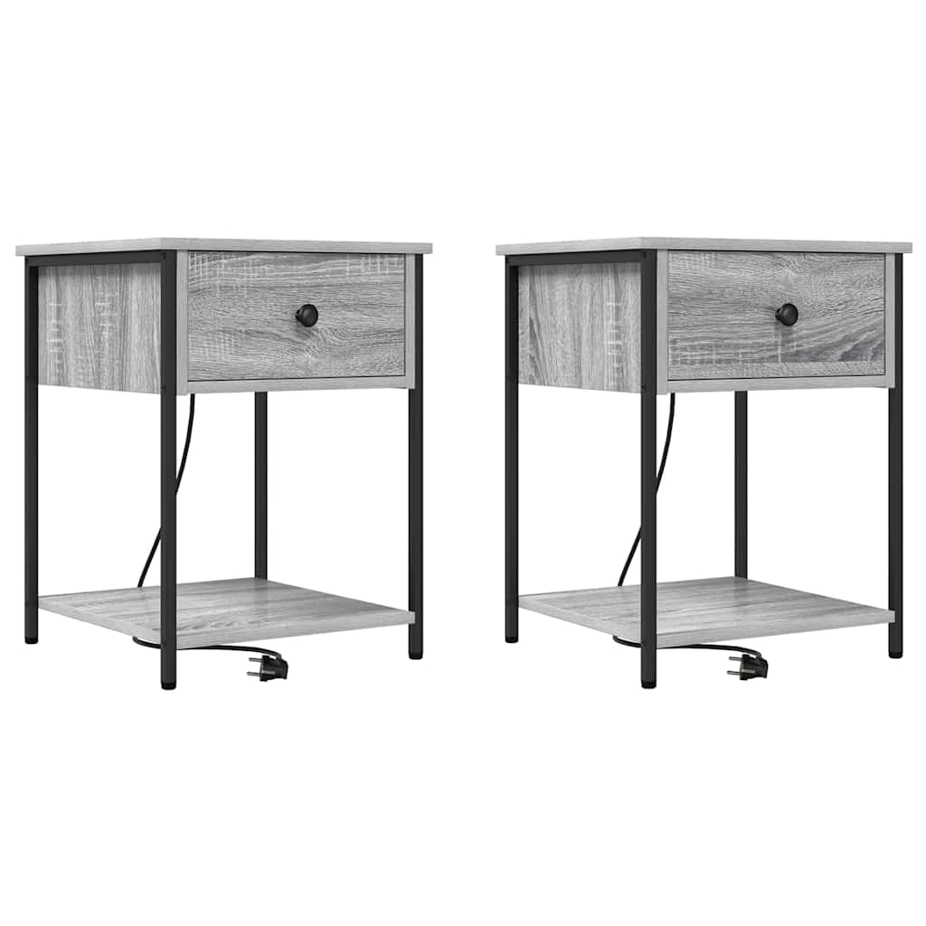 vidaXL Armário de Cabeceira 2 pcs Cinza Sonoma 42 x 41 x 56 cm