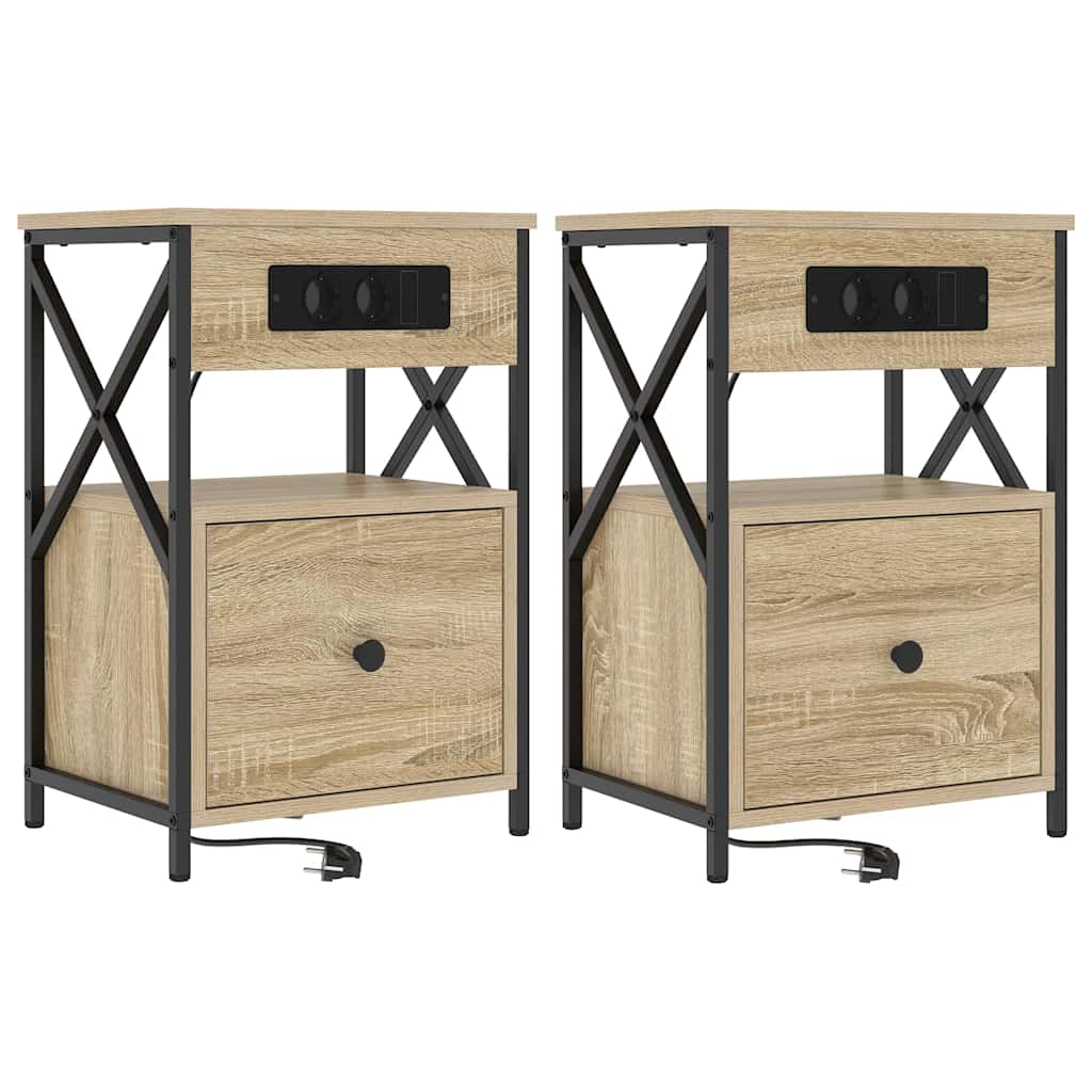 vidaXL Armário de Cabeceira 2 pcs Carvalho Sonoma 40 x 31 x 60 cm