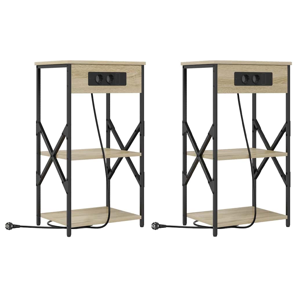 vidaXL Armário de Cabeceira 2 pcs Carvalho Sonoma 41 x 31 x 76 cm