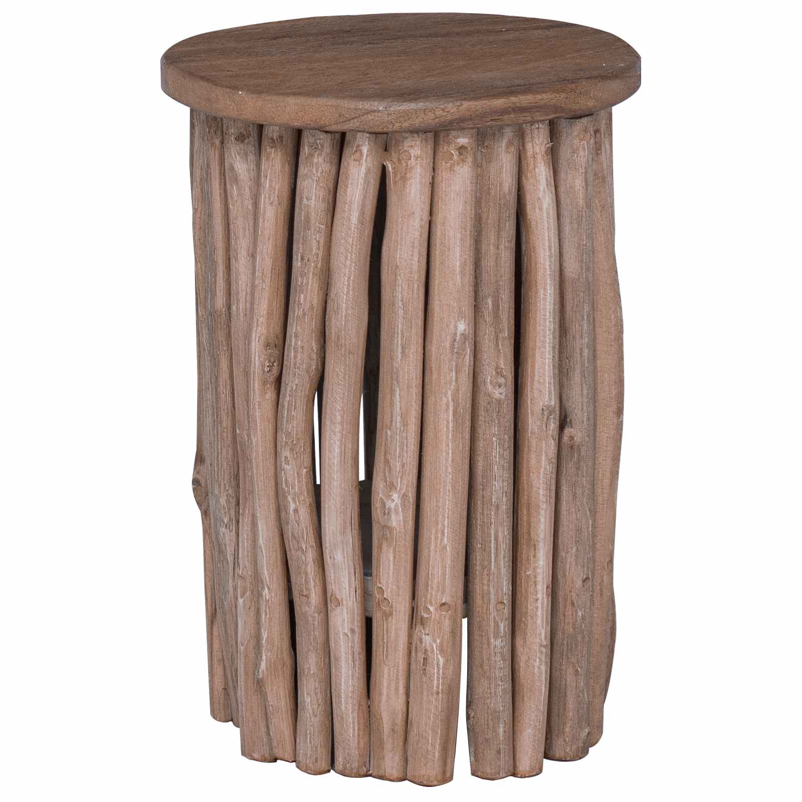 vidaXL Banqueta Natural 30 x 30 x 45 cm Madeira de Teca Sólida