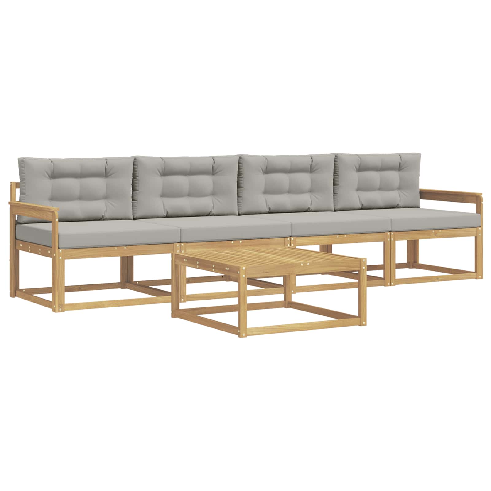 vidaXL Conjunto de Sofás para Exterior 4 pcs Branco e Cinzento-Claro