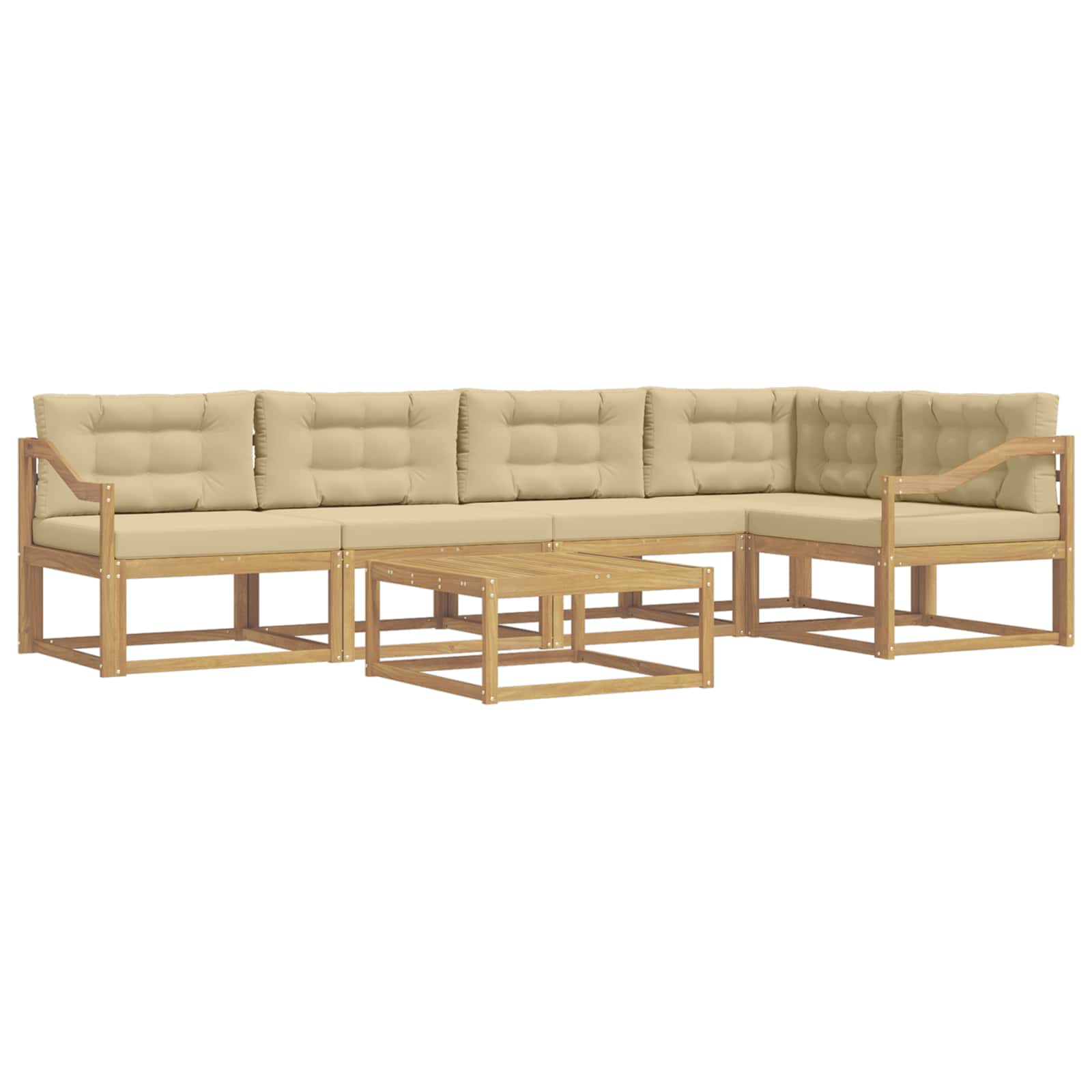 vidaXL Conjunto de Sofás para Exterior 6 pcs Branco e Bege