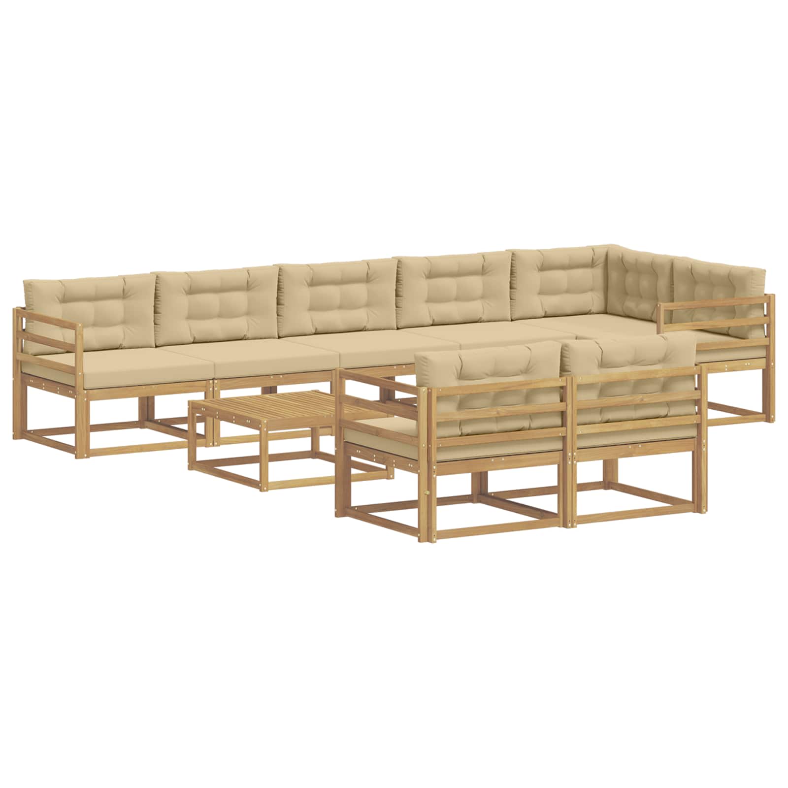 vidaXL Conjunto de Sofás para Exterior 9 pcs Branco e Bege