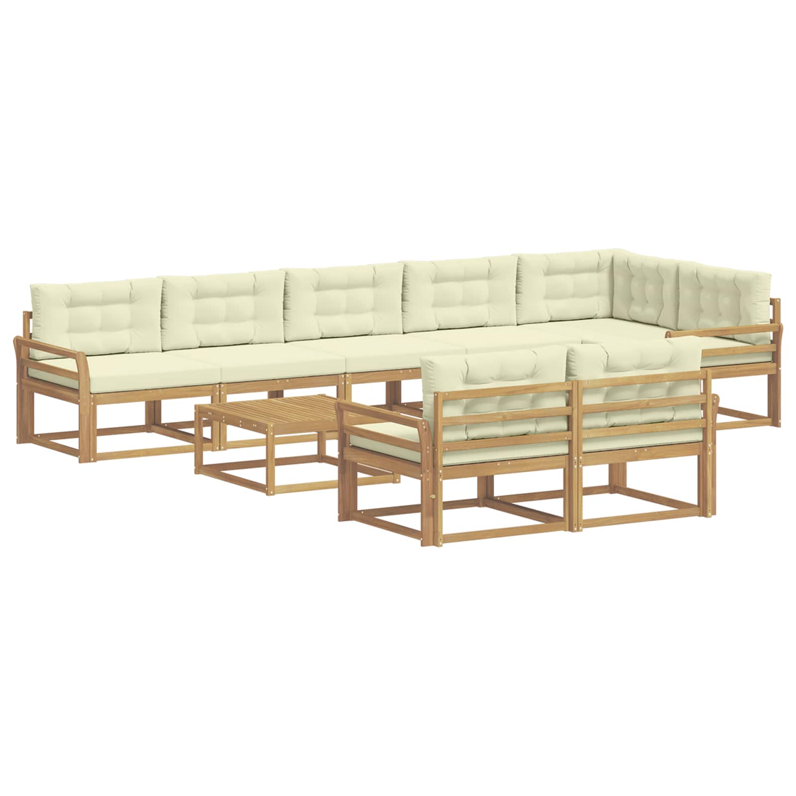 vidaXL Conjunto de Sofás para Exterior 9 pcs Branco e Creme