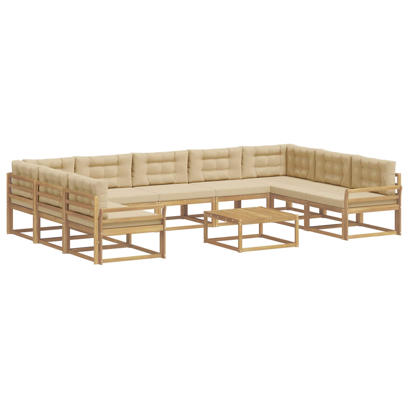 vidaXL Conjunto de Sofás para Exterior 10 pcs Branco e Bege