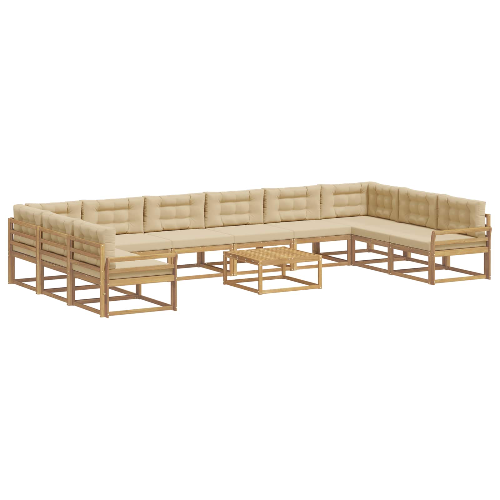 vidaXL Conjunto de Sofás para Exterior 11 pcs Branco e Bege