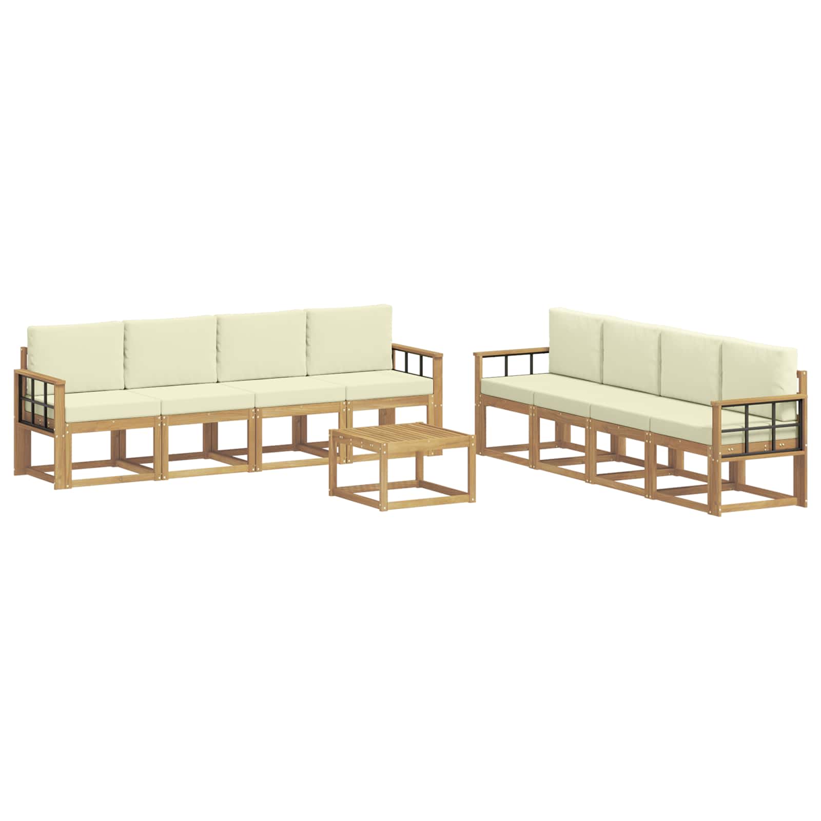 vidaXL Conjunto de Sofás para Exterior 9 pcs Branco e Creme
