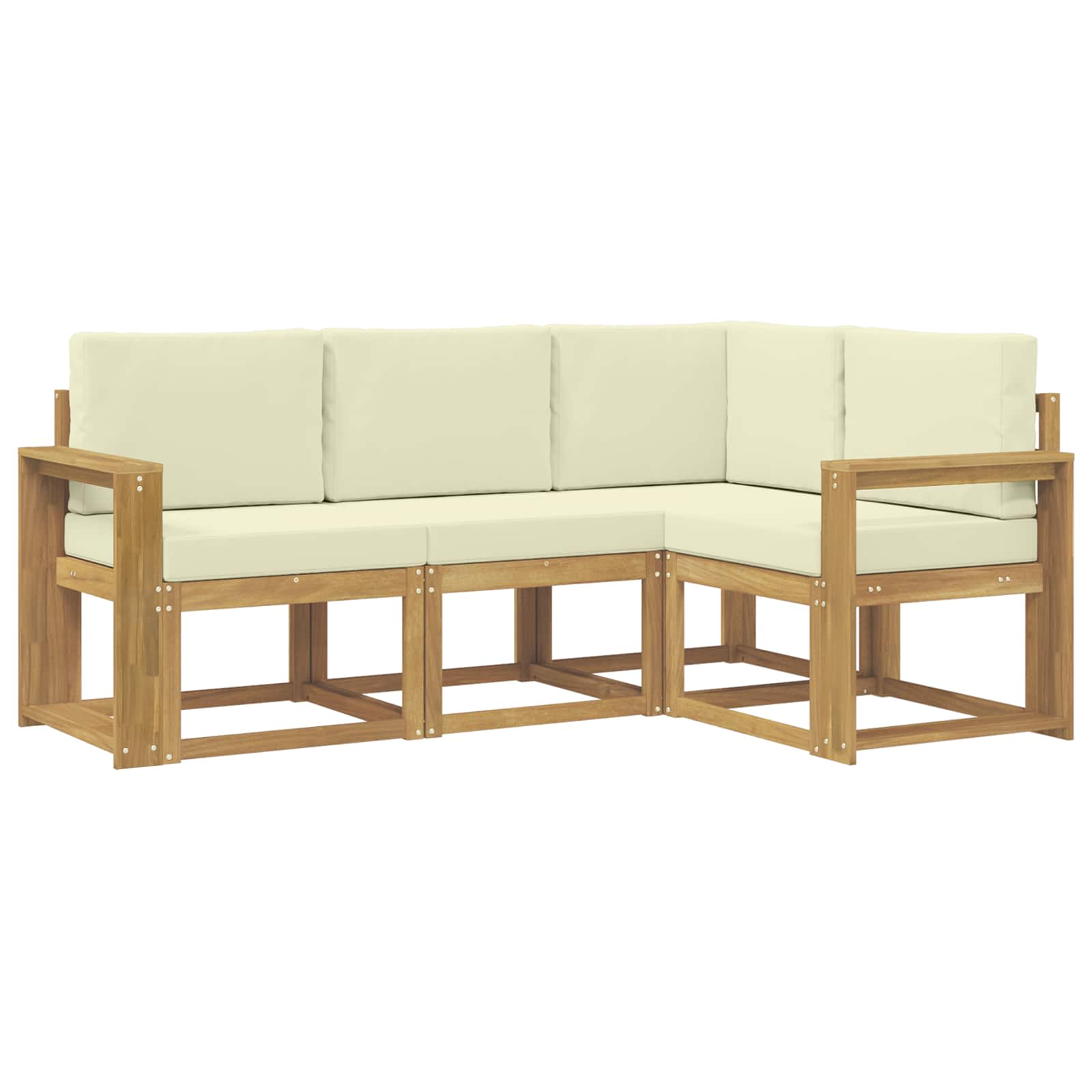 vidaXL Conjunto de Sofás para Exterior 4 pcs Branco e Creme