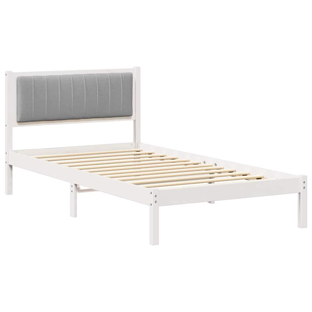 vidaXL Estrutura de Cama com Cabeceira Estofada Cinzento-claro