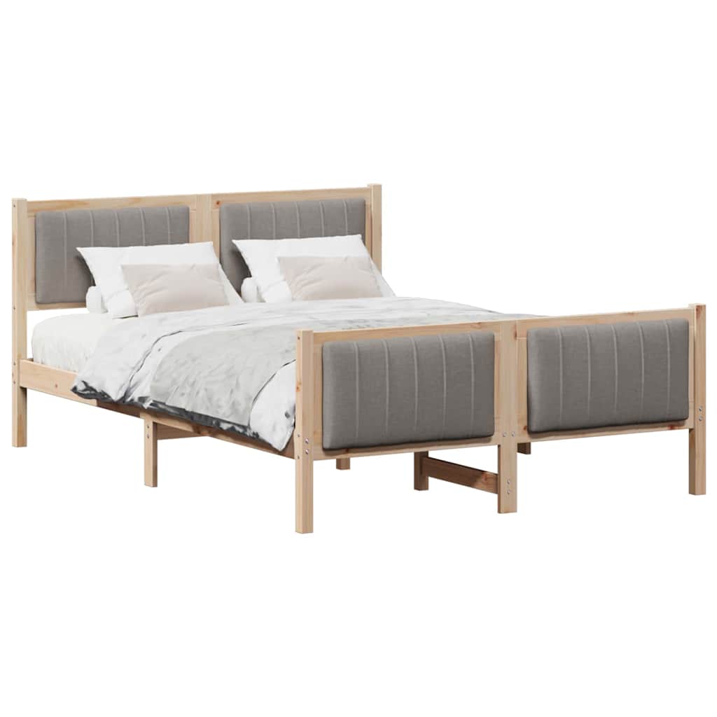vidaXL Estrutura da cama com cabeceira Marrom e taupe 135 x 190 cm