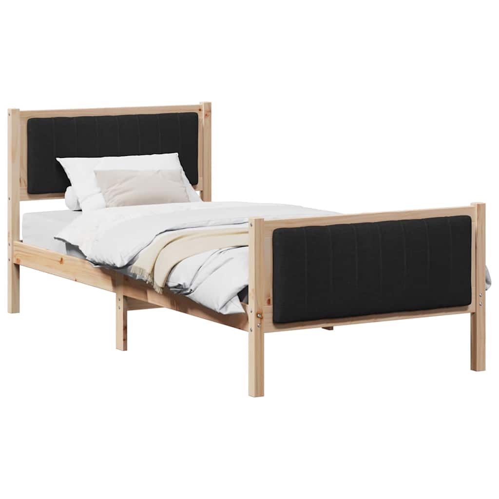 vidaXL Estrutura da cama com cabeceira Castanho e preto 90 x 200 cm