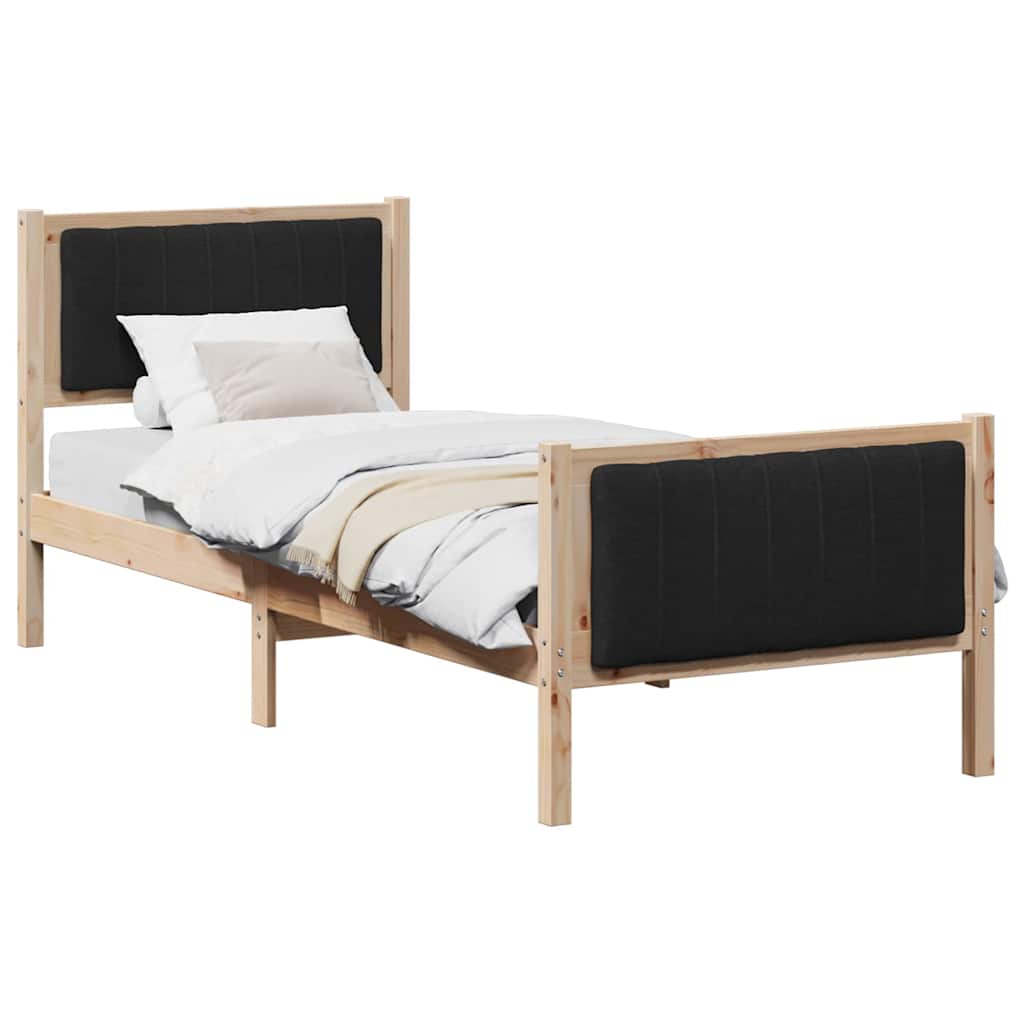 vidaXL Estrutura da cama com cabeceira Castanho e preto 75 x 190 cm