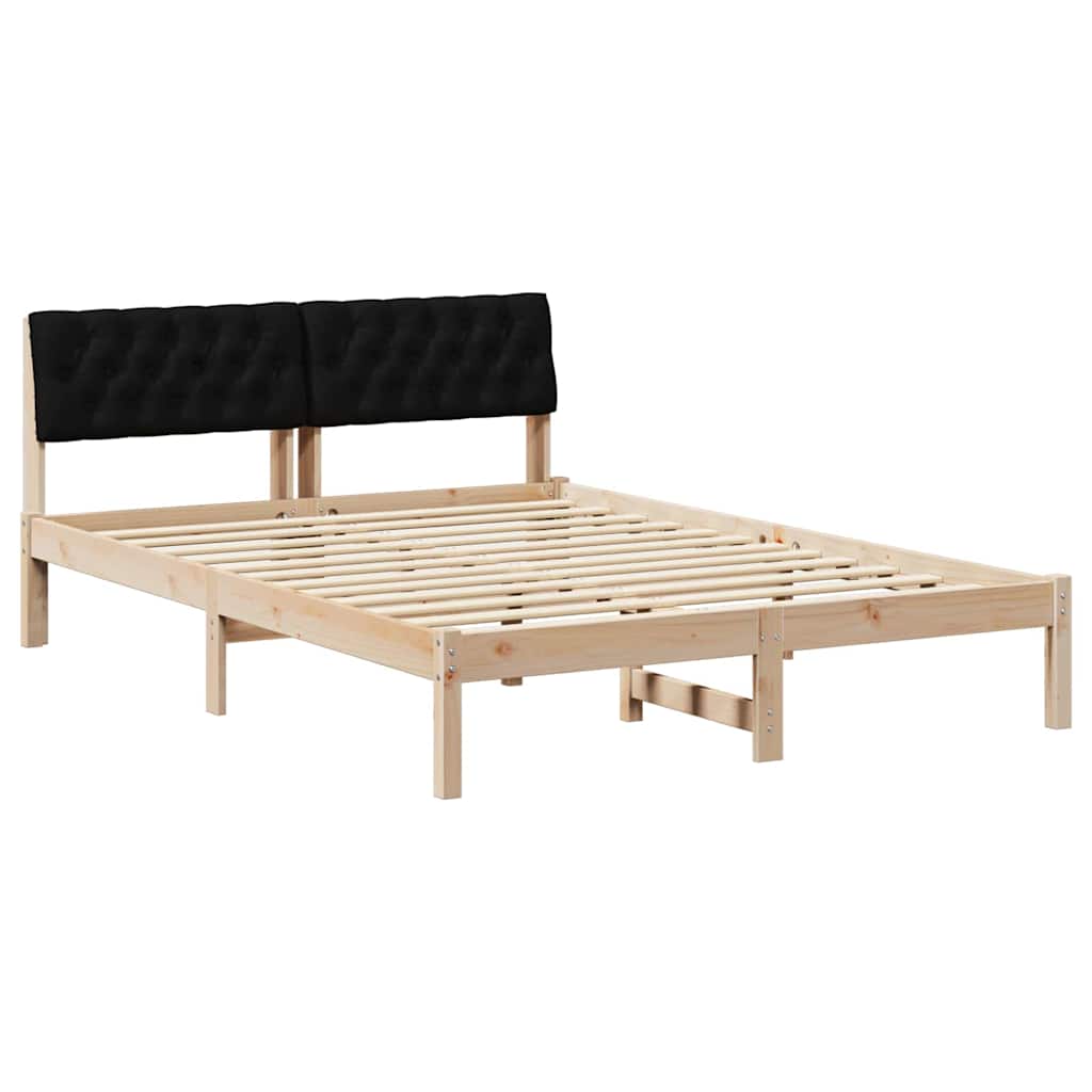 vidaXL Estrutura da cama com cabeceira Castanho e preto 140 x 200 cm