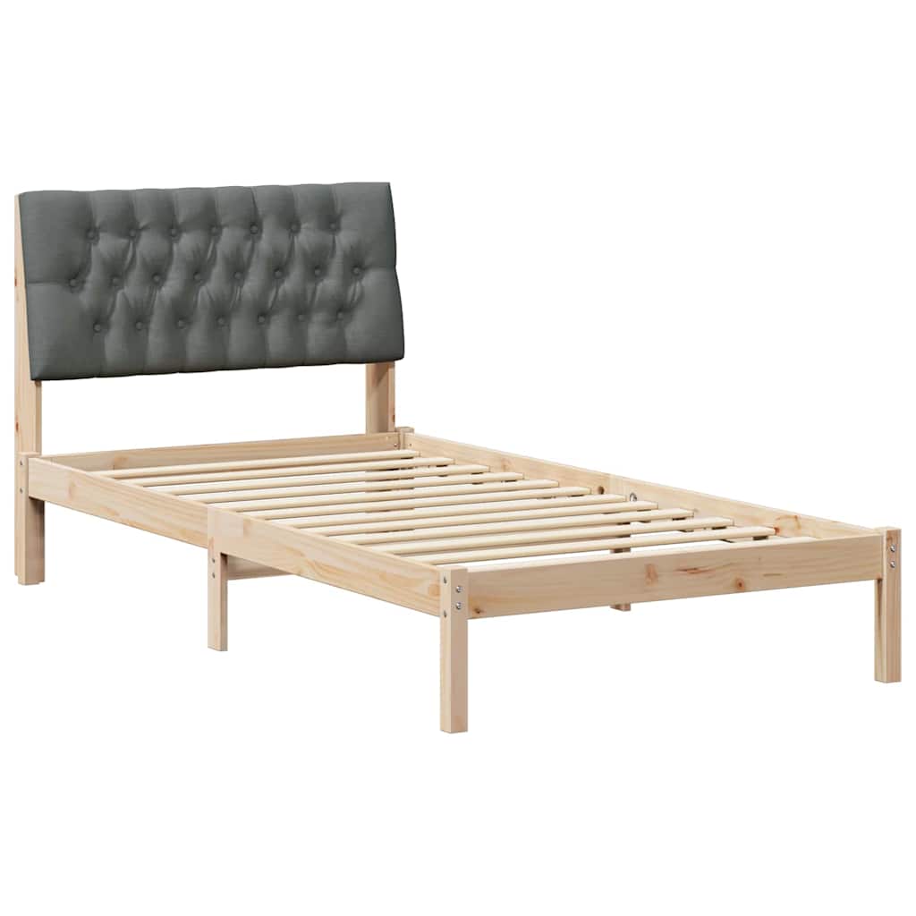 vidaXL Estrutura de Cama com Cabeceira Estofada Castanho 100 x 200 cm