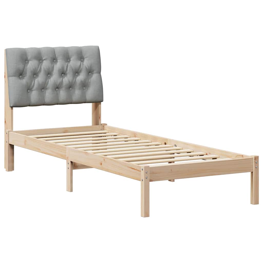 vidaXL Estrutura de Cama com Cabeceira Estofada Castanho 75 x 190 cm