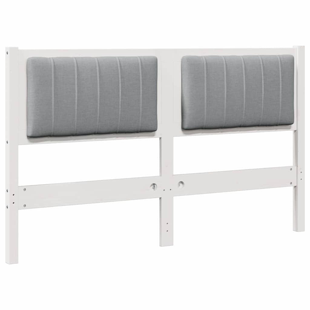 vidaXL Cabeceira estofada Branco 140 cm Madeira de Pinheiro Sólida