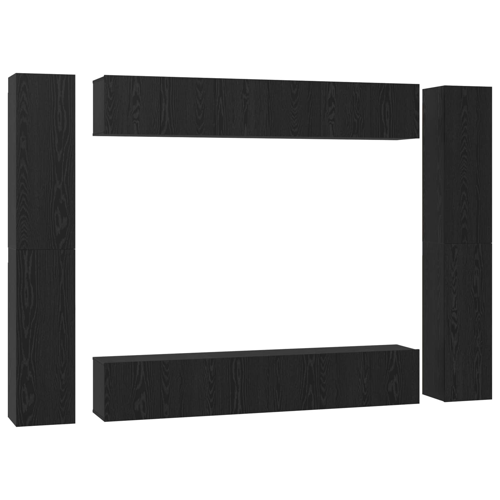 vidaXL Conjunto de móvel de TV Montado na parede 10 pcs Carvalho Preto