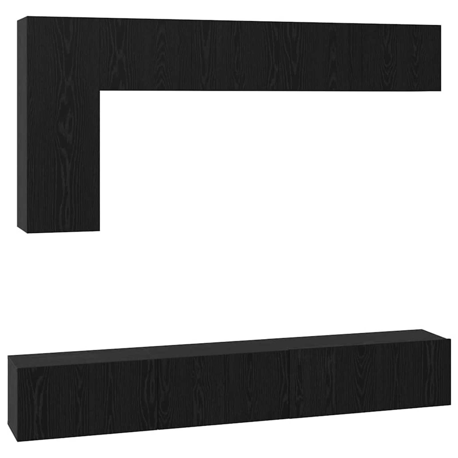 vidaXL Conjunto de móvel de TV 6 pcs Carvalho Preto Madeira processada