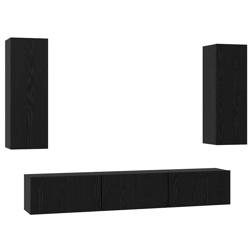 vidaXL Conjunto de móvel de TV 5 pcs Carvalho Preto Madeira processada