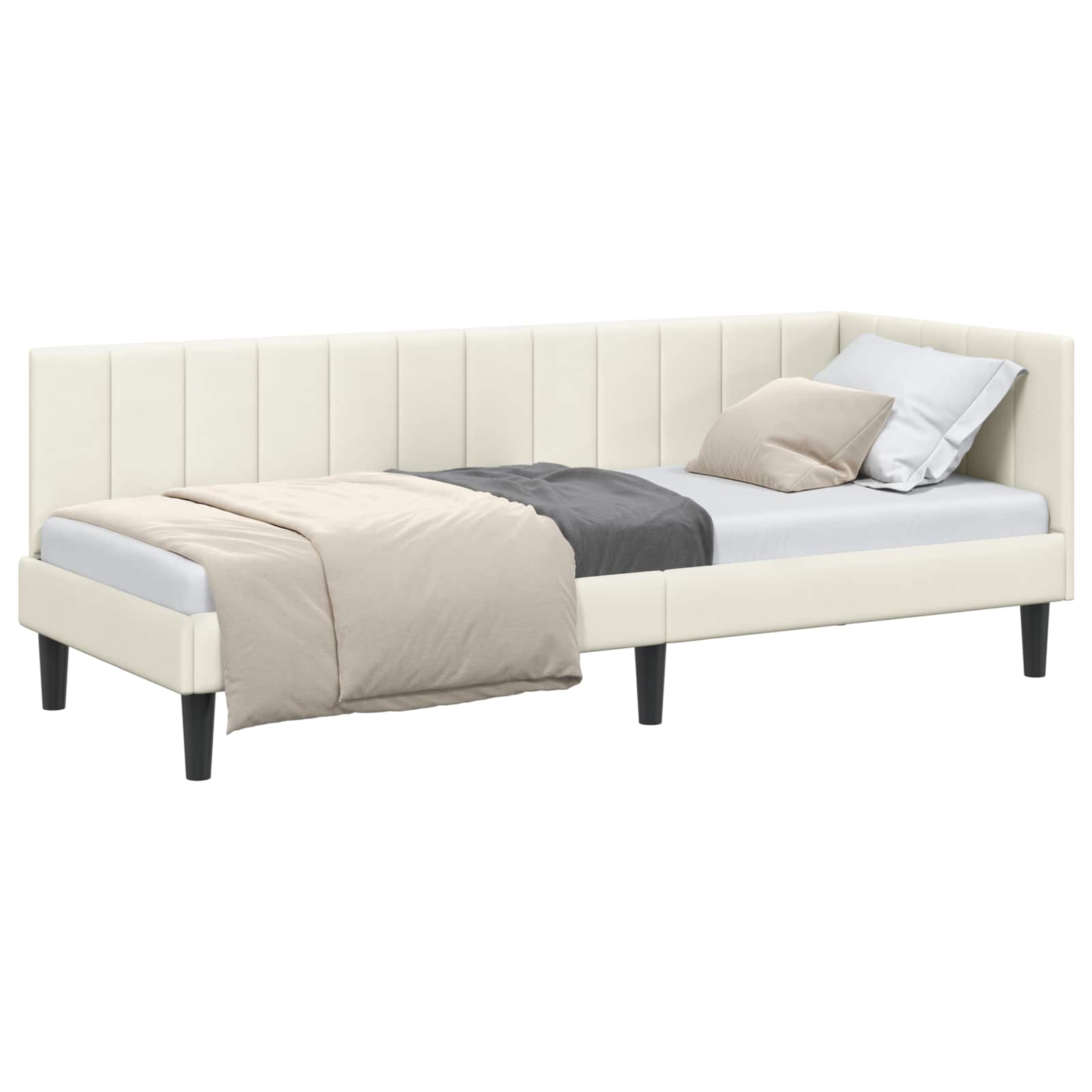 vidaXL Estrutura de Cama de Canto Creme 80 cm x 200 cm Veludo