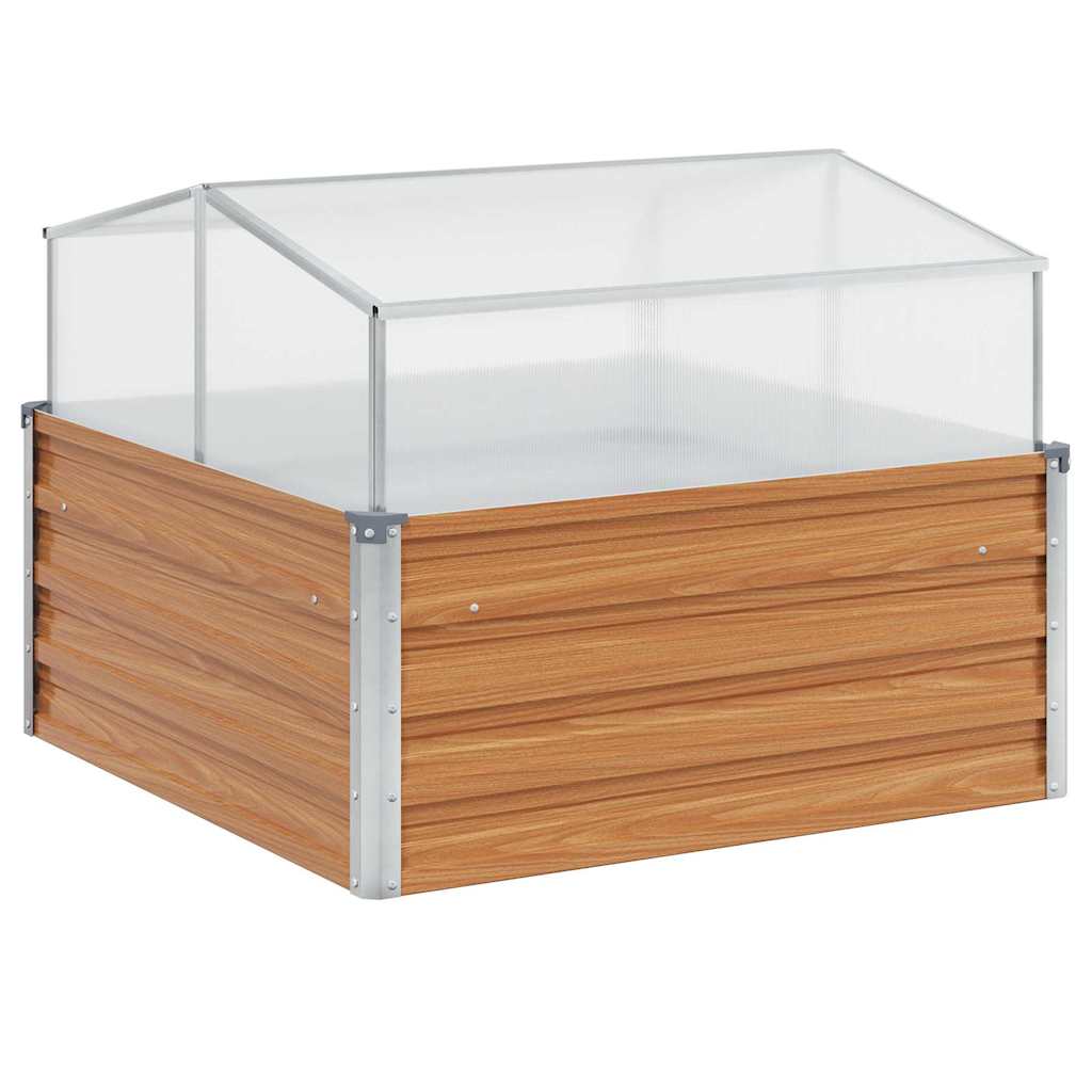 vidaXL Jardineira com Estufa Marrom Claro 100 x 100 x 77 cm