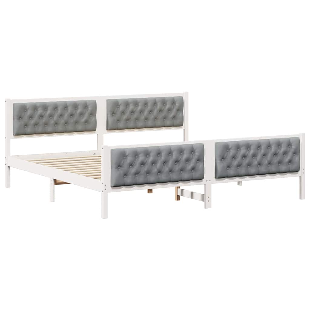 vidaXL Estrutura da Cama com cabeceira Cinzento-claro 200 x 200 cm