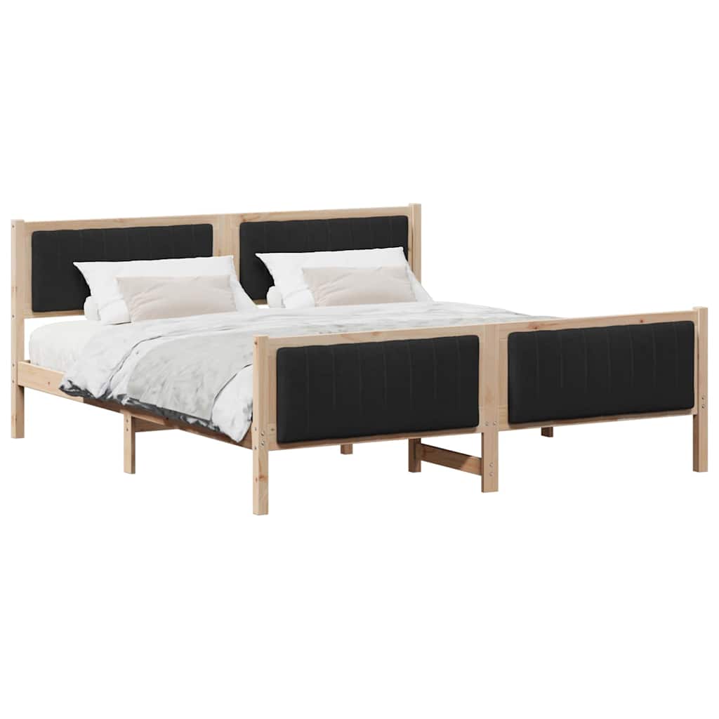 vidaXL Estrutura da cama com cabeceira Castanho e preto 180 x 200 cm