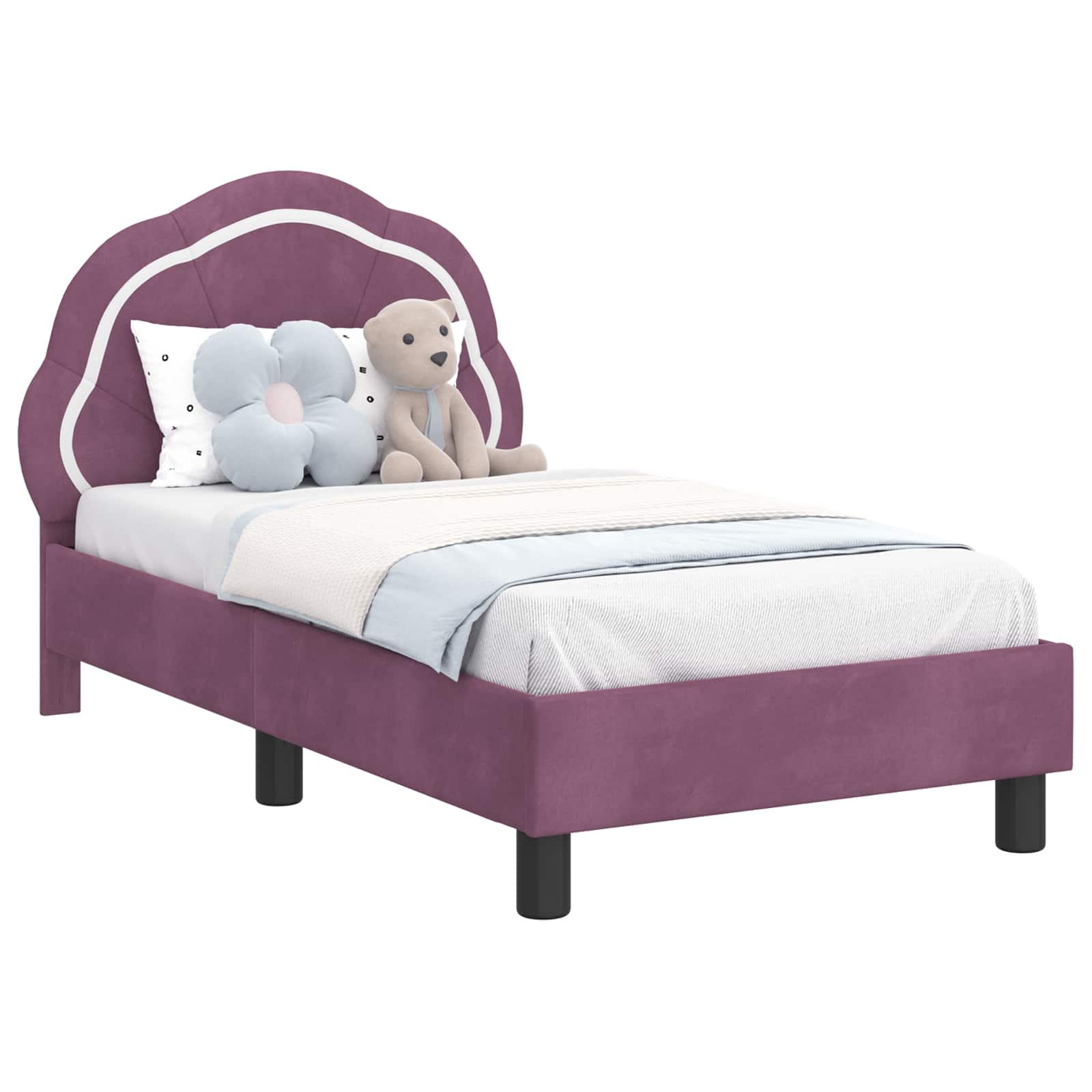 vidaXL Estrutura de Cama para Criança com Cabeceira Roxo 70 x 140 cm