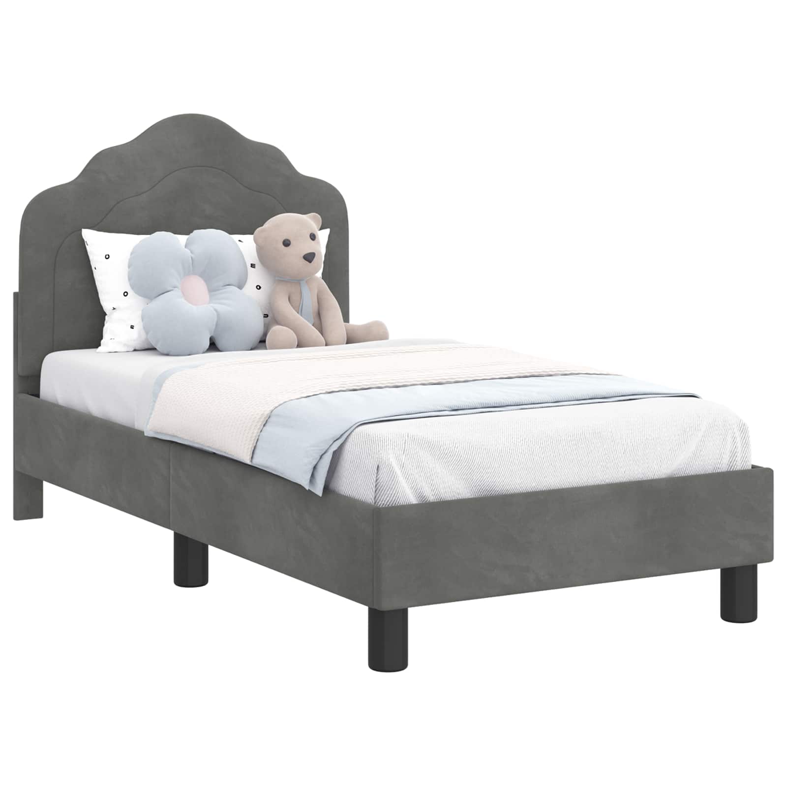 vidaXL Estrutura de Cama para Criança com Cabeceira Cinzento-Escuro
