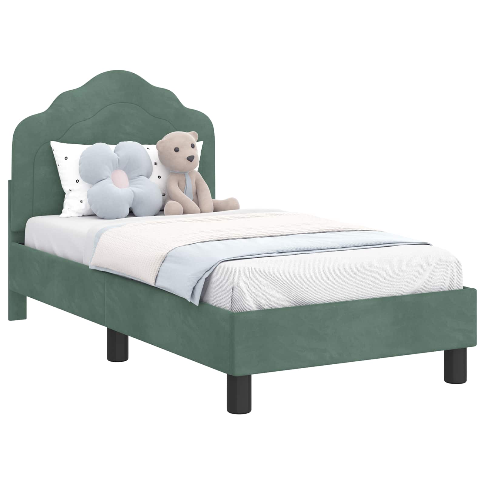 vidaXL Estrutura de Cama para Criança com Cabeceira Verde do Mar