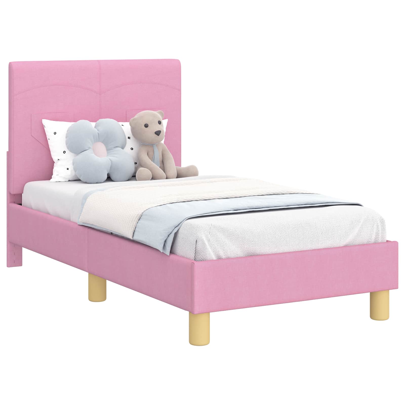 vidaXL Estrutura de Cama para Criança com Cabeceira Rosa 70 x 140 cm