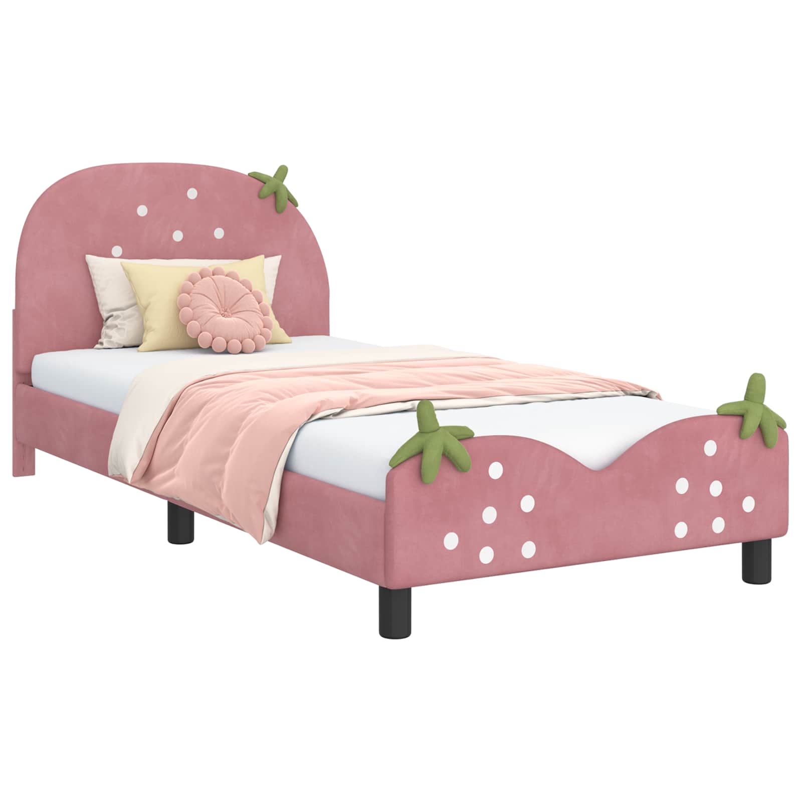 vidaXL Estrutura de Cama Infantil com Cabeceira Rosa 80 x 200 cm