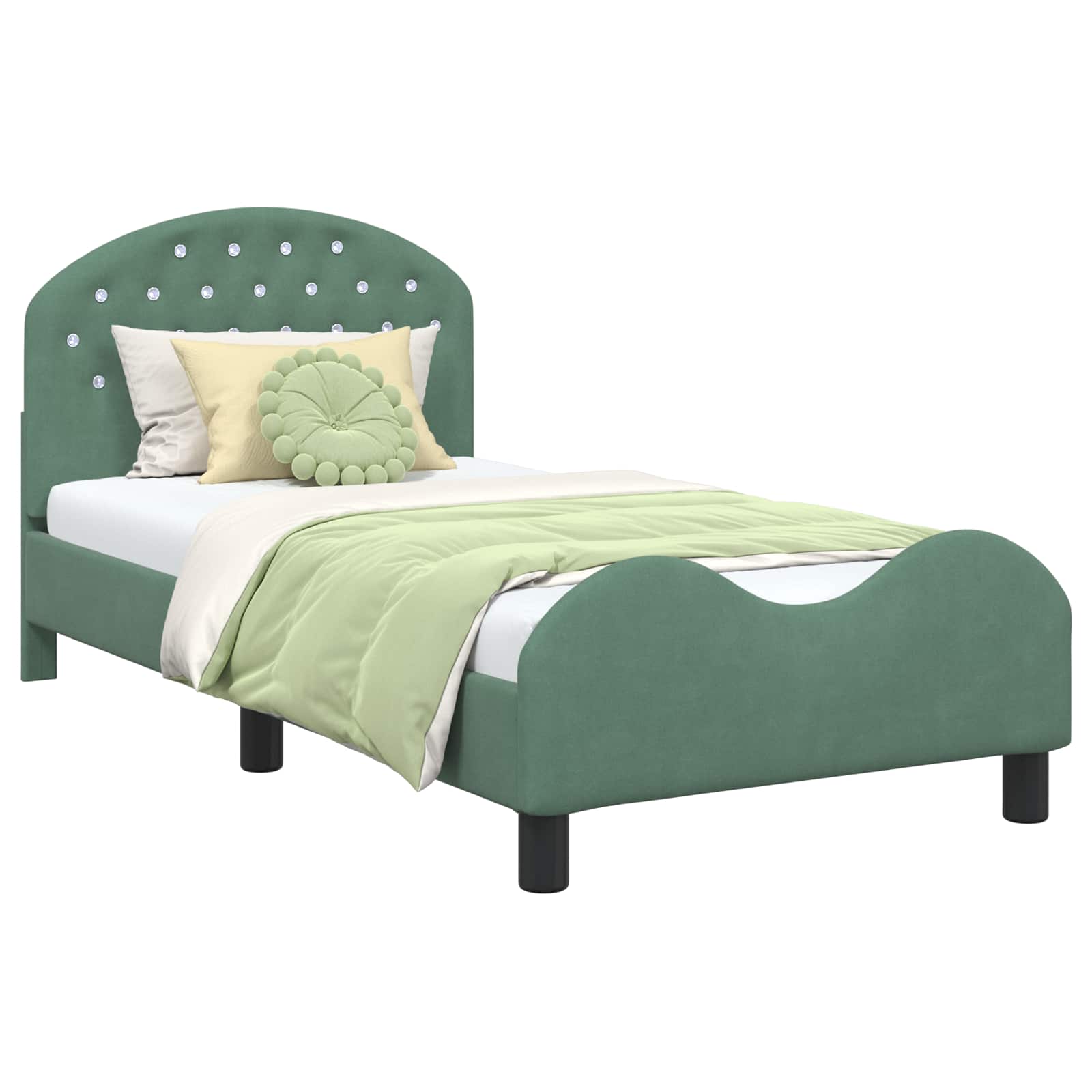 vidaXL Estrutura de Cama Infantil com Cabeceira Verde do Mar Veludo