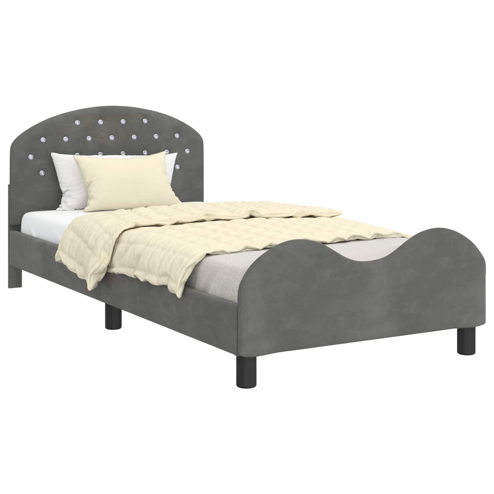 vidaXL Estrutura de Cama Infantil com Cabeceira Cinzento-Escuro Veludo