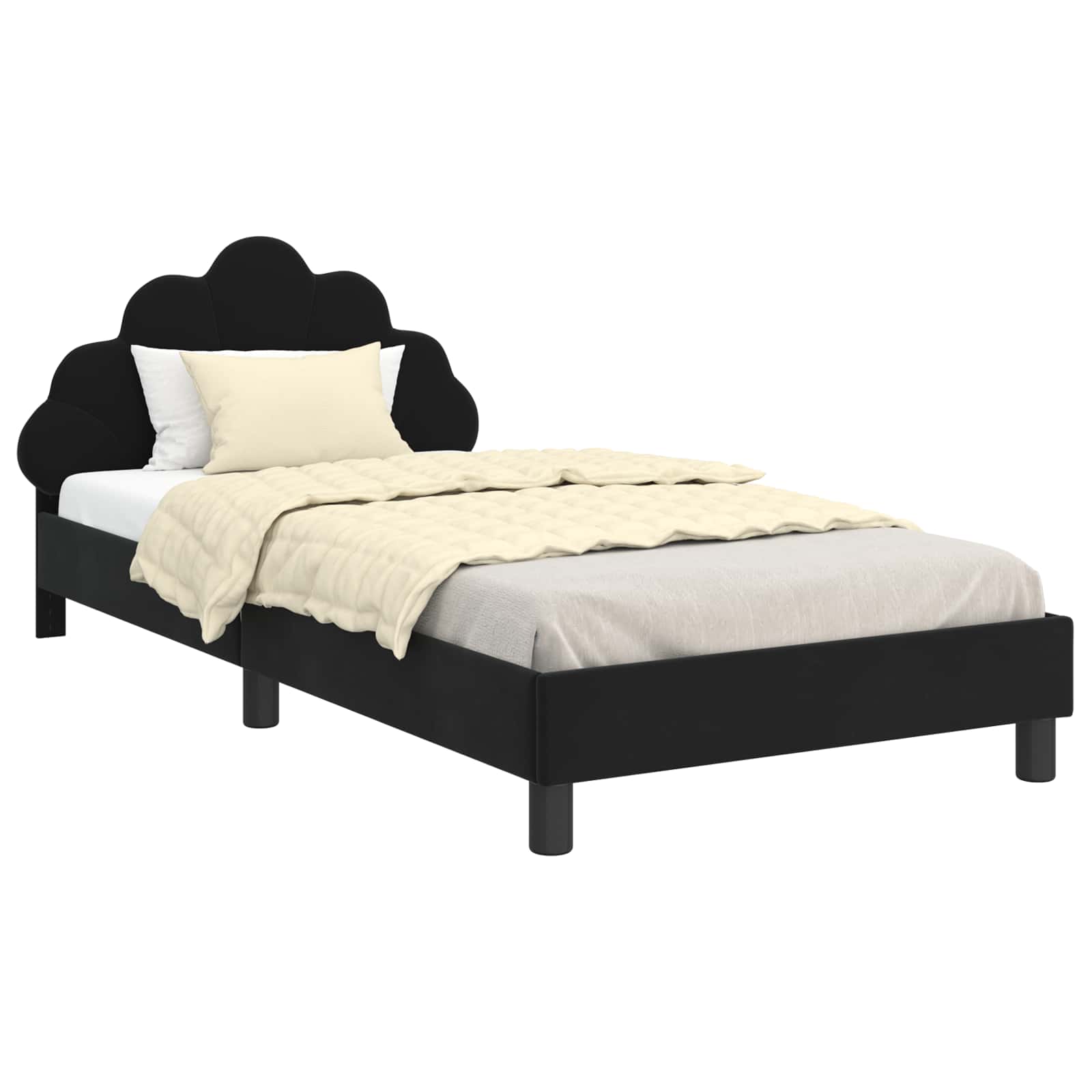 vidaXL Estrutura de Cama Infantil com Cabeceira Preto 90 x 190 cm