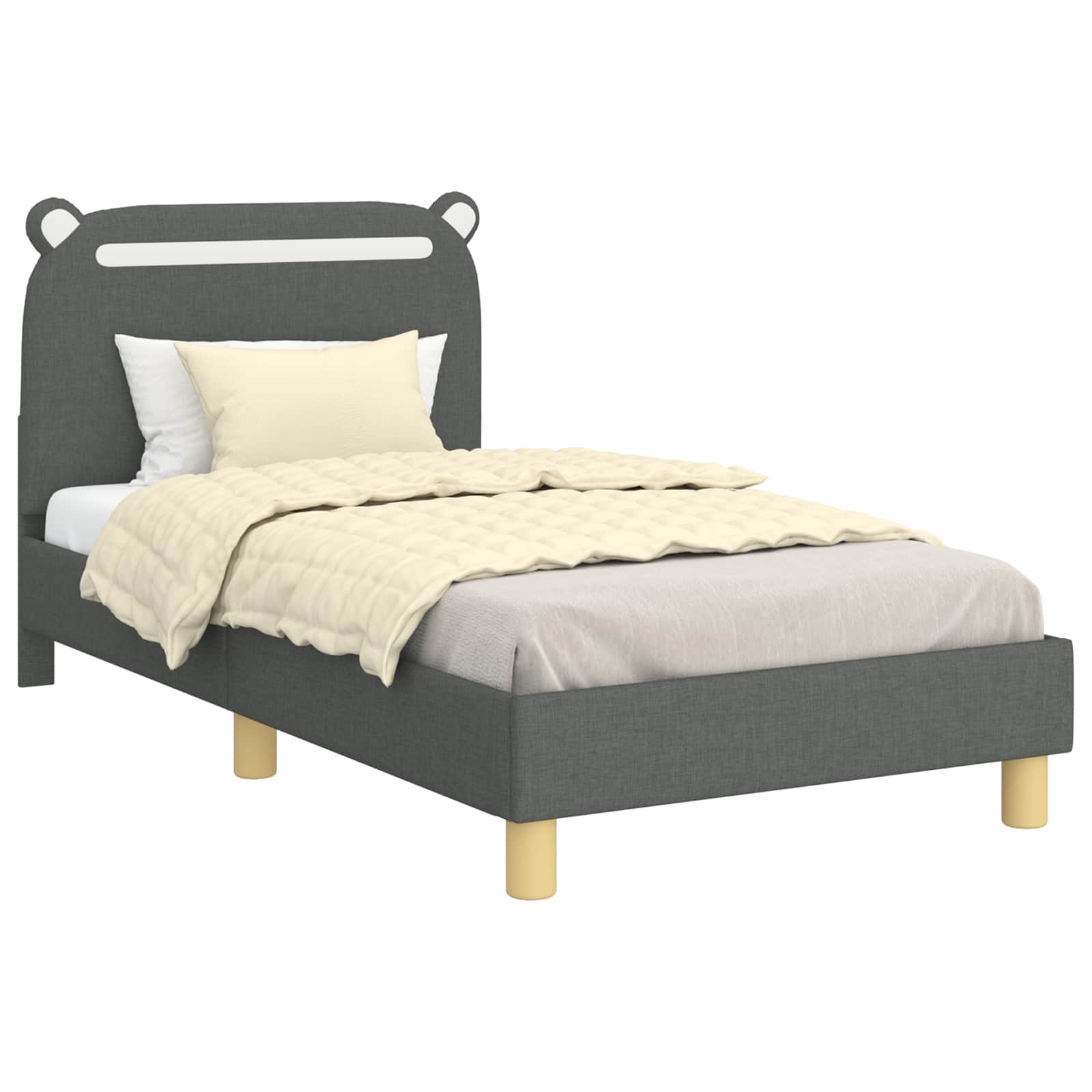 vidaXL Estrutura de Cama Infantil com Cabeceira Cinzento-Escuro Tecido