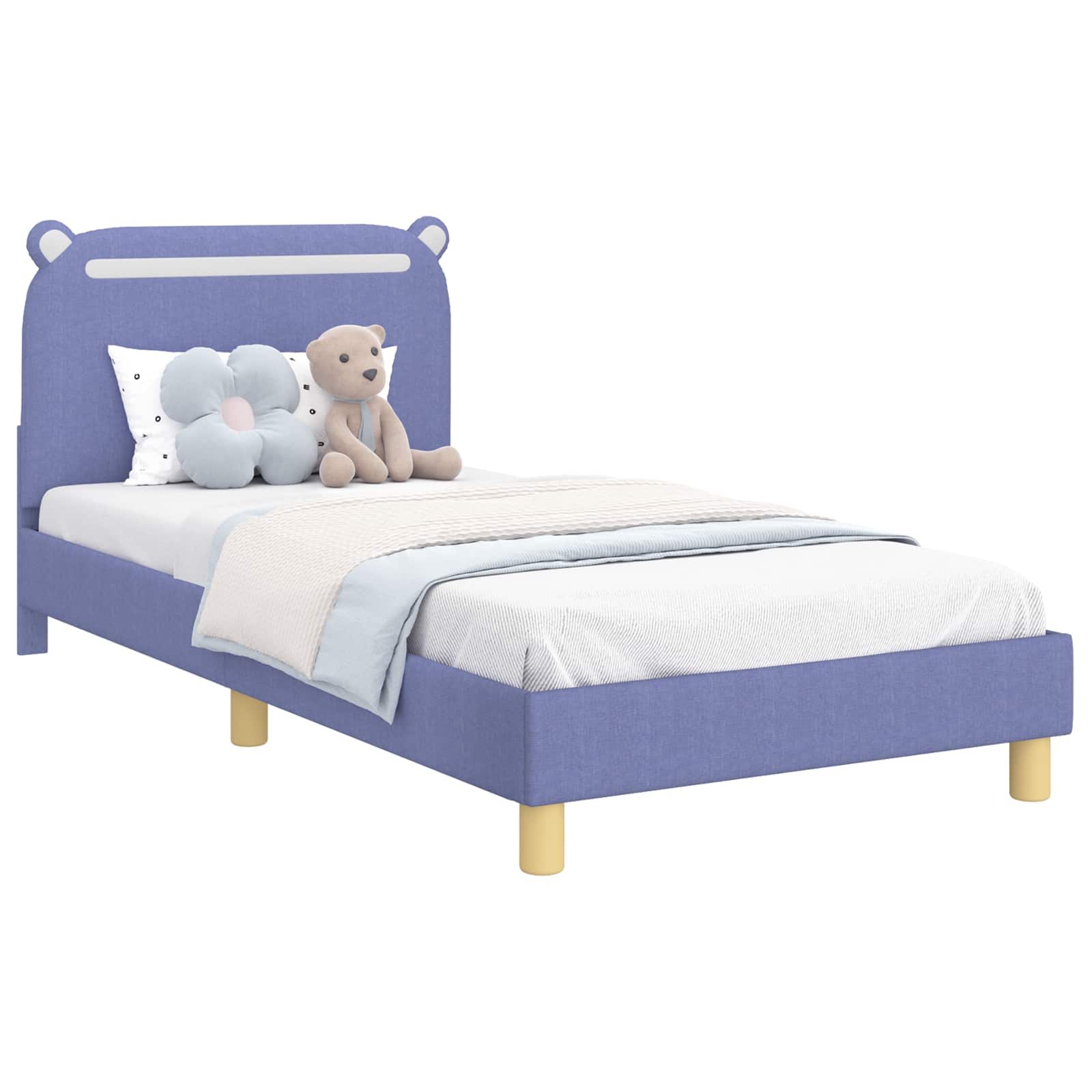 vidaXL Estrutura de Cama Infantil com Cabeceira Azul Jeans 90 x 200 cm