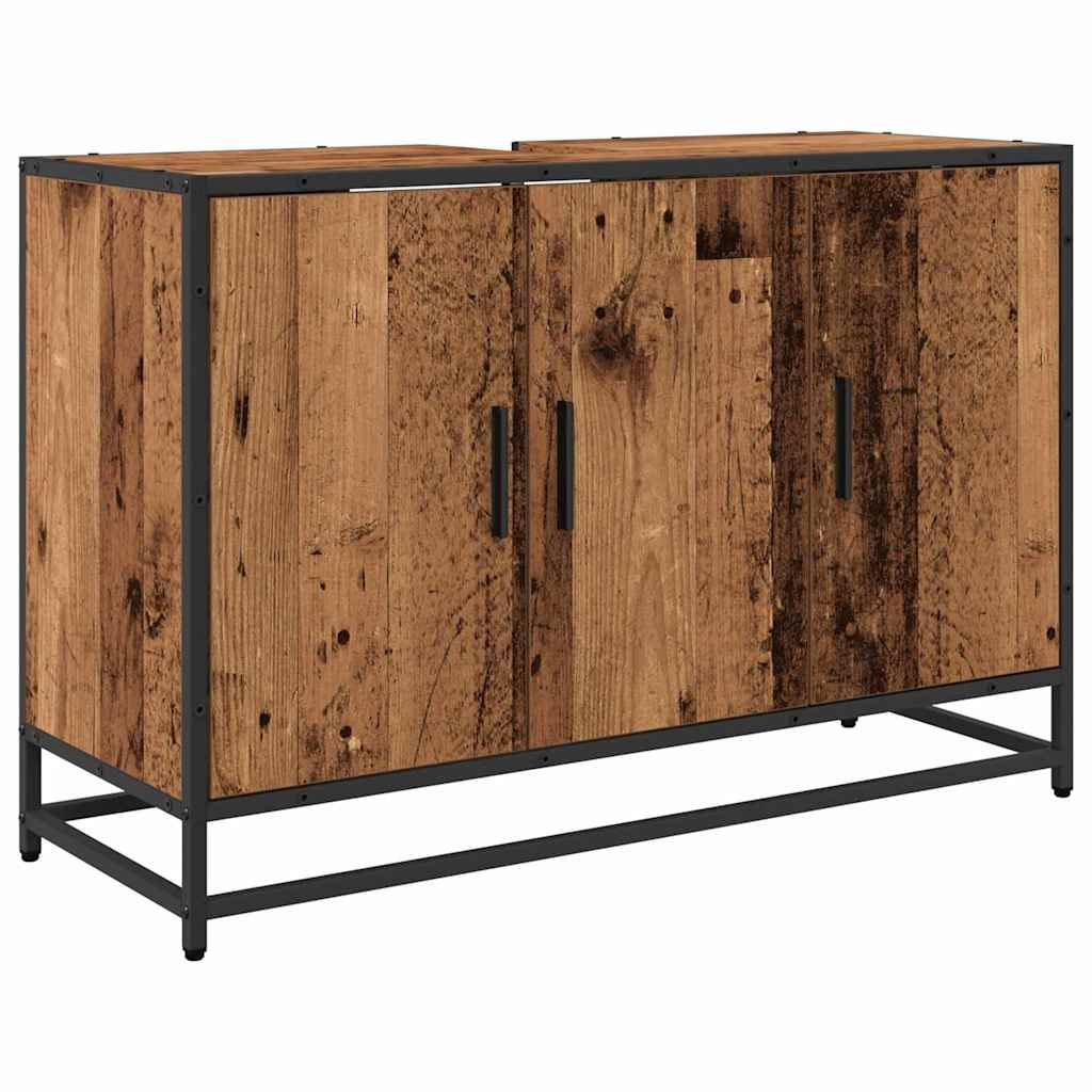 vidaXL Armário de Banheiro com porta Madeira Antiga 90 x 33 x 60 cm