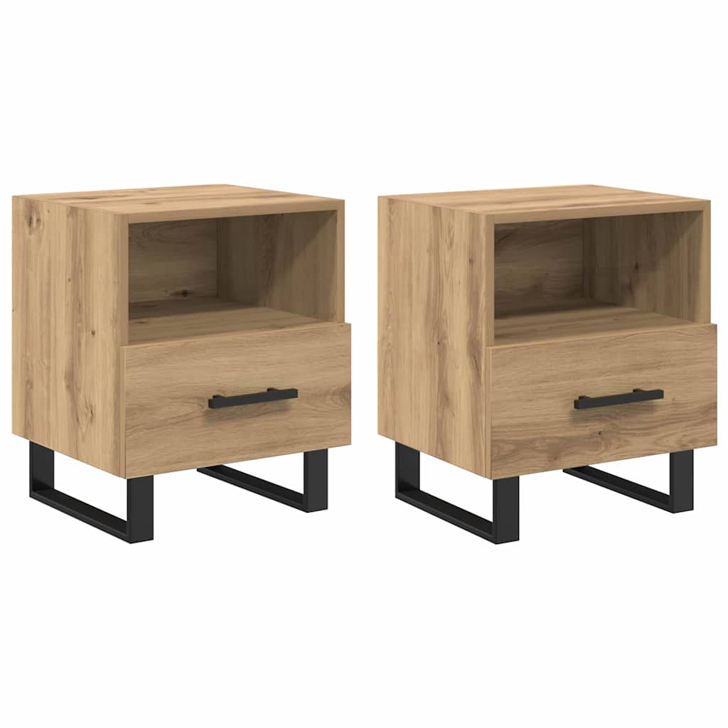vidaXL Armário de Cabeceira 2 pcs Carvalho Artesanal 40 x 35 x 47,5 cm
