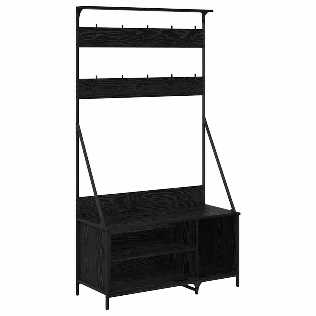 vidaXL Suporte para Roupas Carvalho Preto 100 x 41 x 184 cm