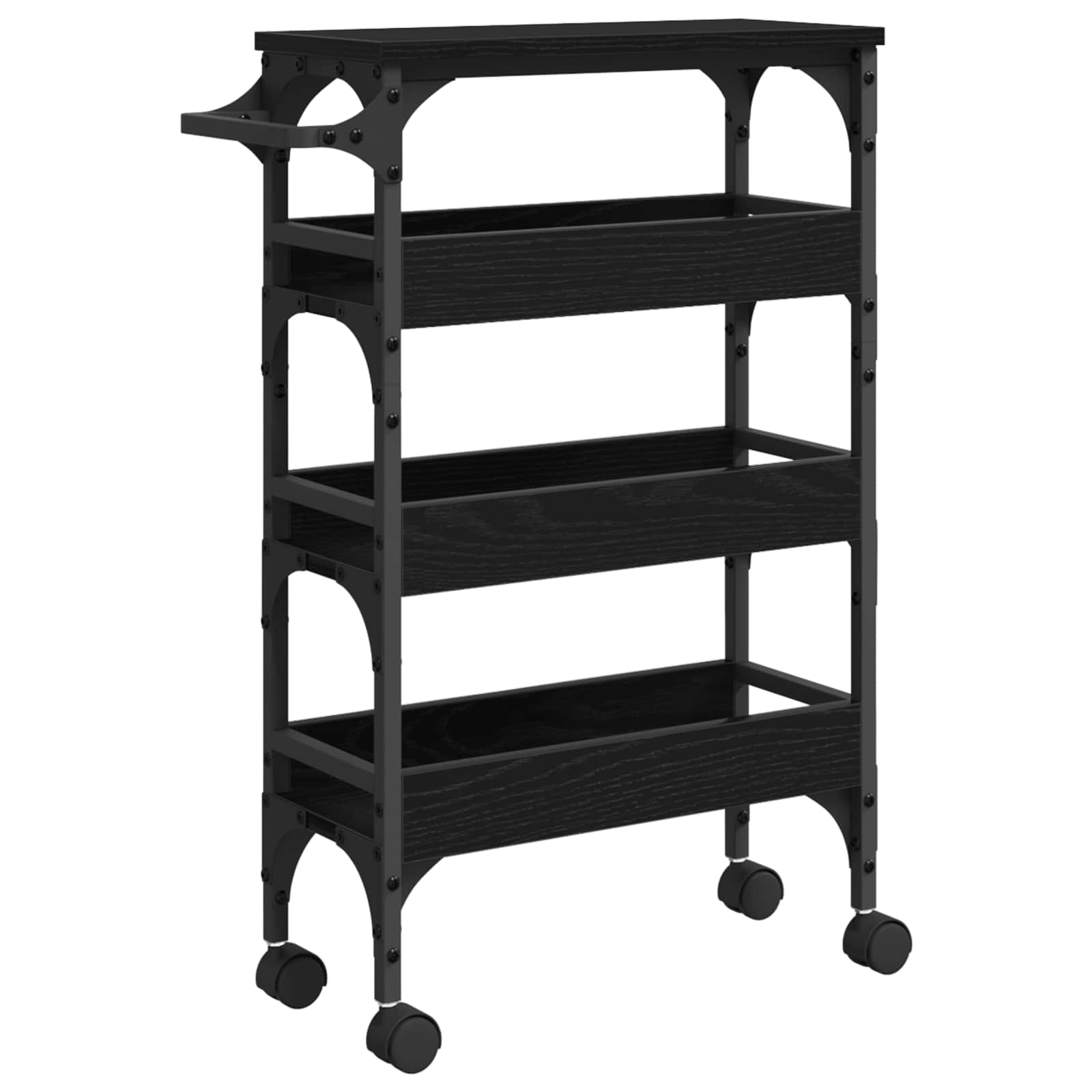 vidaXL Carrinho de Cozinha Carvalho Preto 53 x 20 x 76 cm