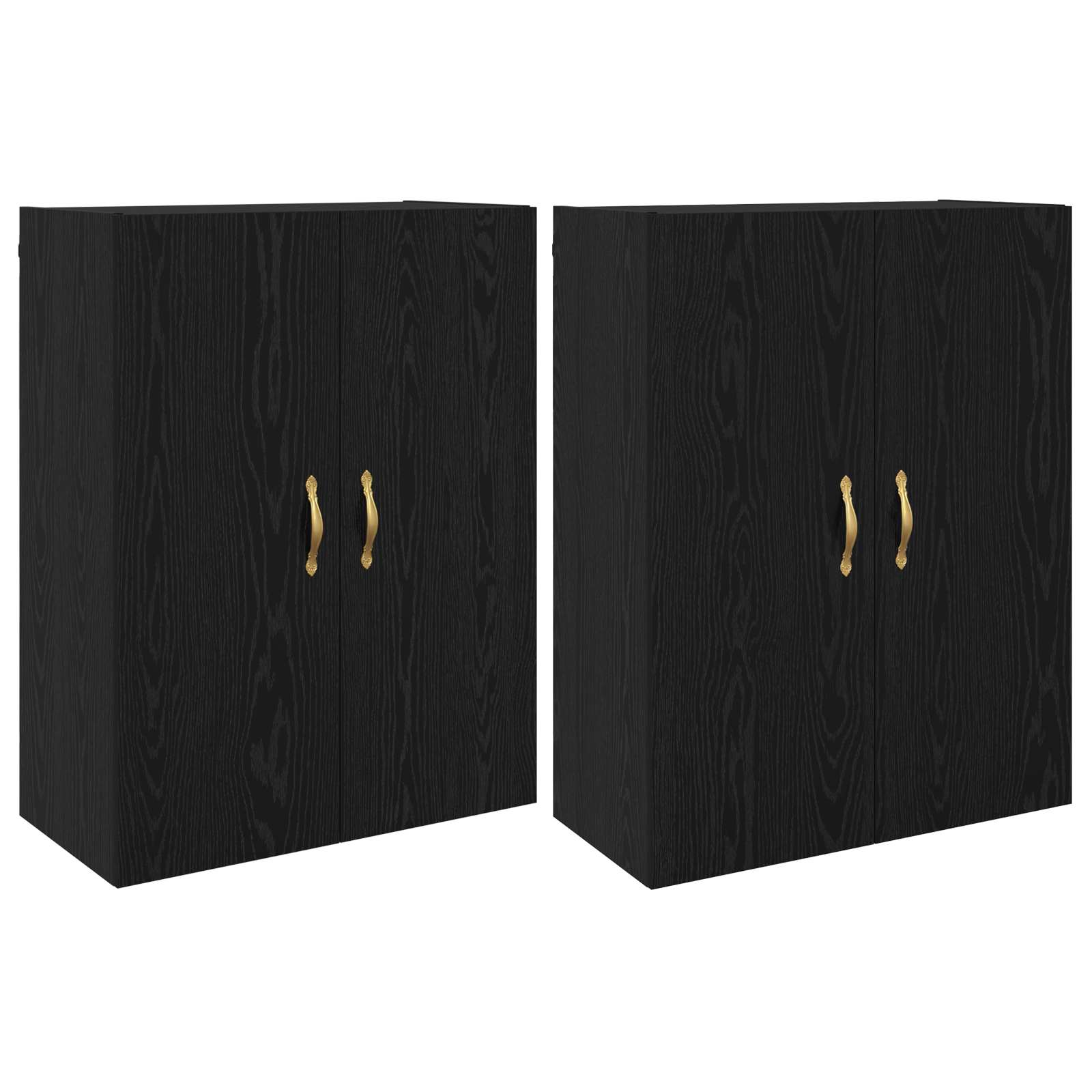 vidaXL Armário de Parede 2 pcs Carvalho Preto 69,5 x 34 x 90 cm