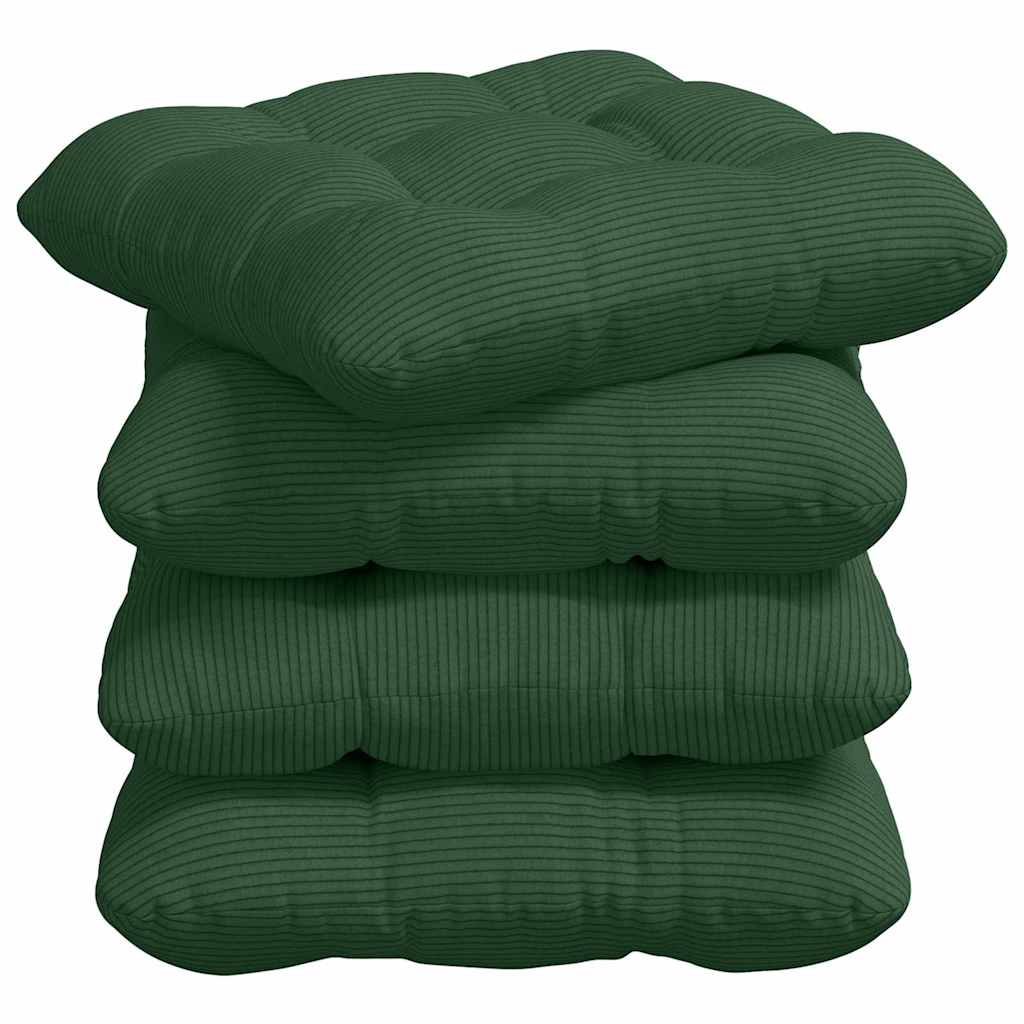 vidaXL Almofadas de Assento 4 pcs Verde Escuro 40 x 40 cm