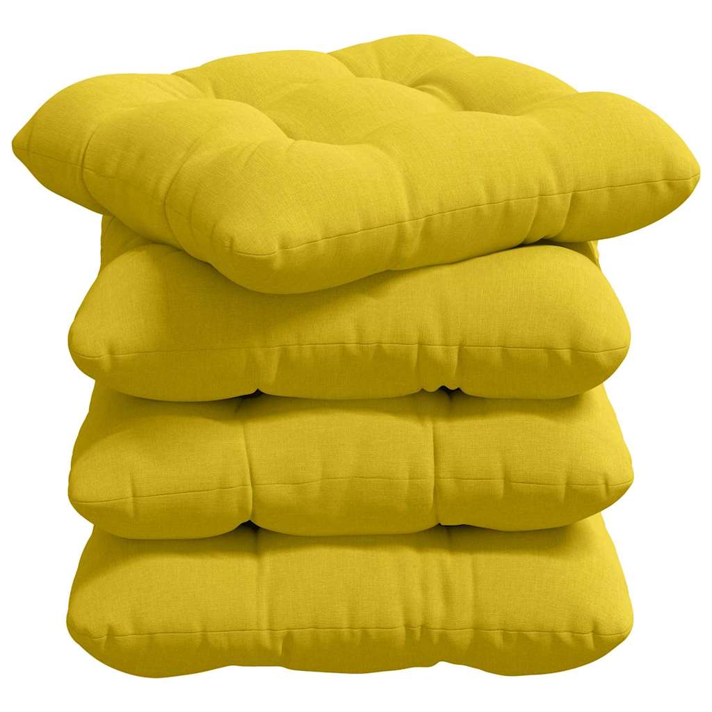 vidaXL Almofadas de Assento 4 pcs Amarelo Claro 45 x 45 x 12 cm tecido
