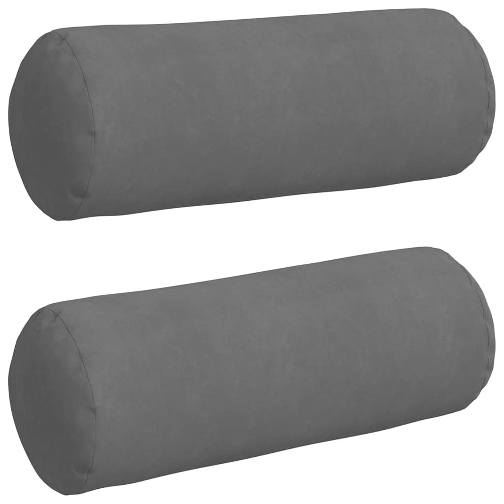 vidaXL Almofadas de Apoio 2 pcs Cinza Escuro Ø 25 x 70 cm