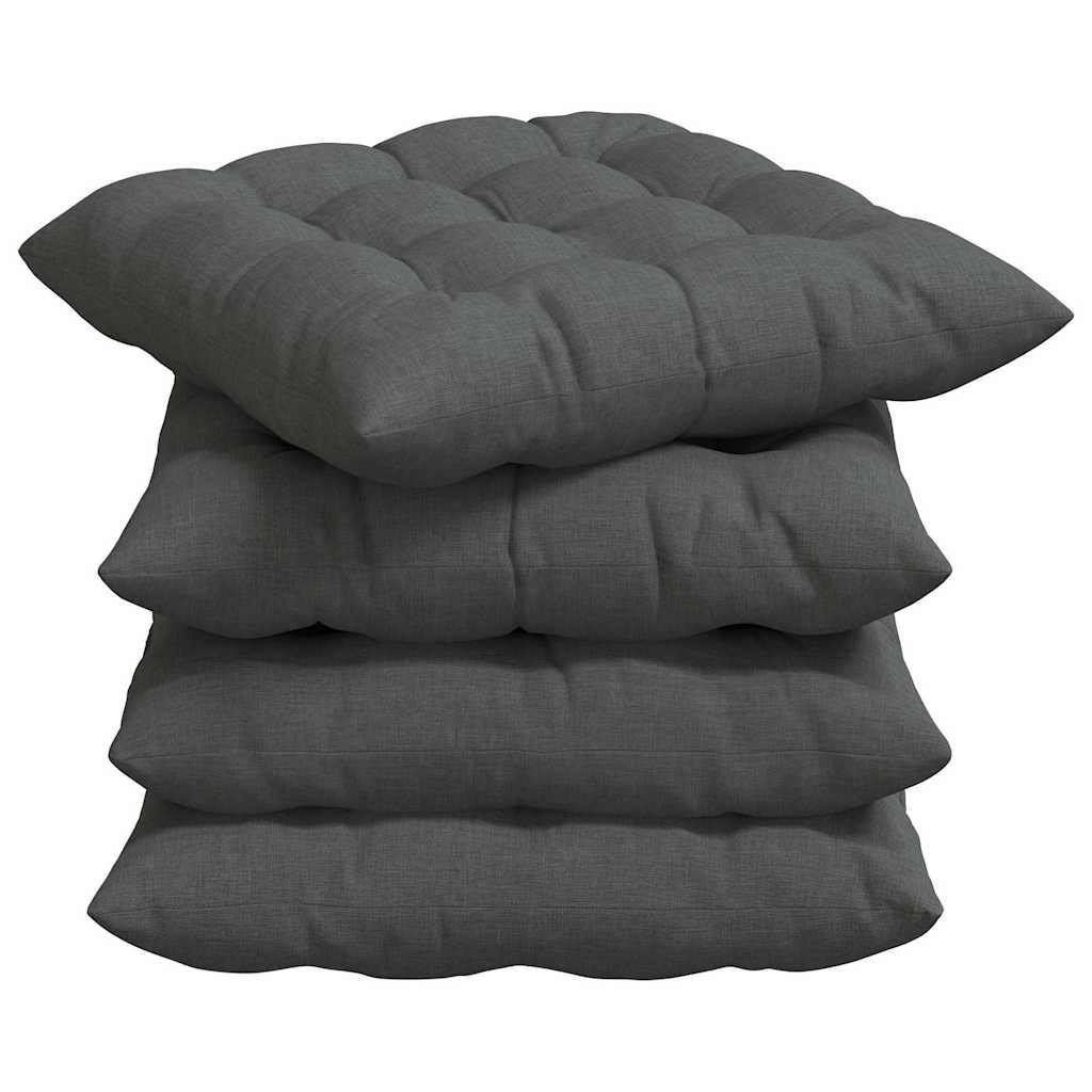 vidaXL Almofadas de Assento 4 pcs Cinza Escuro 40 x 40 x 6 cm tecido