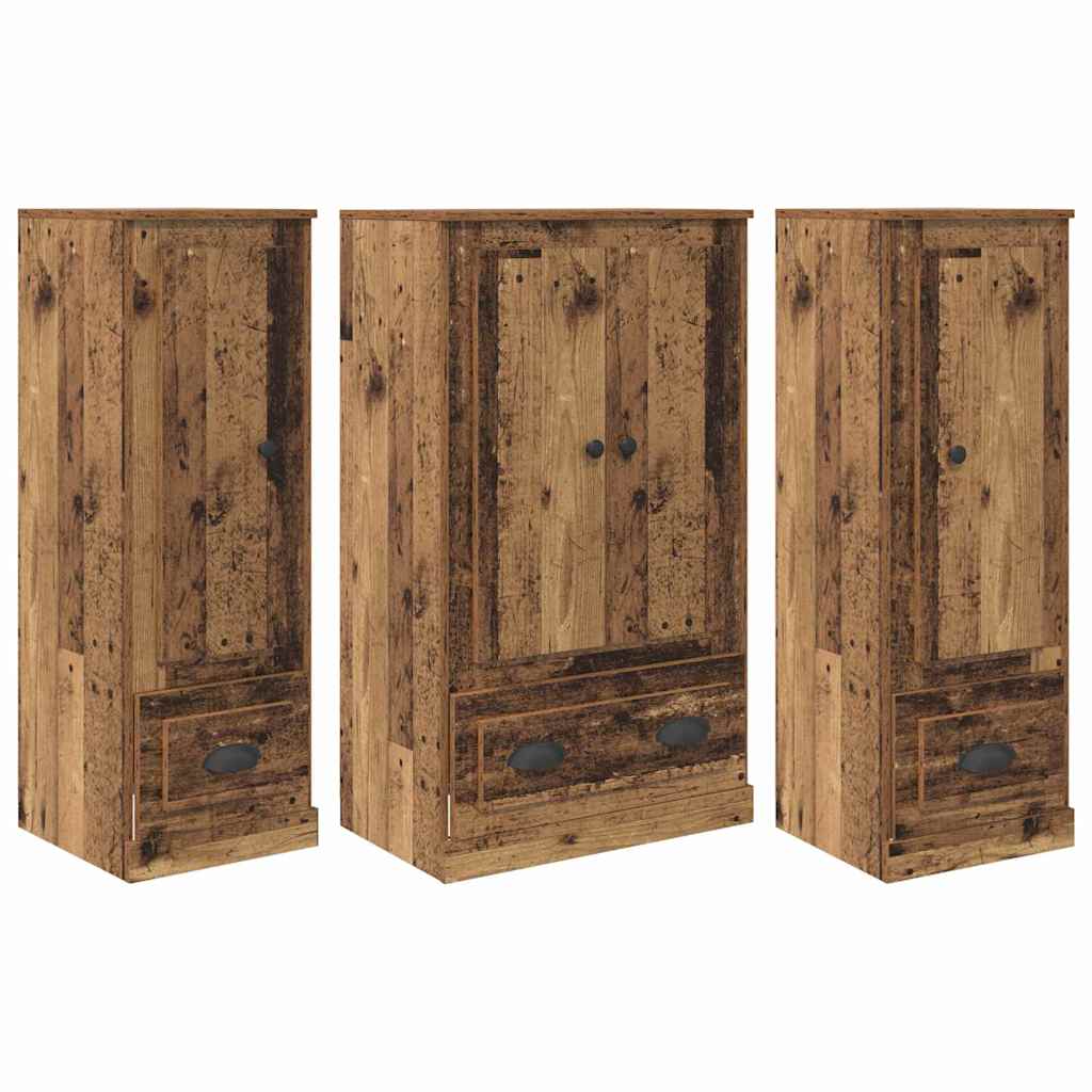vidaXL Buffê com gaveta 3 pcs Madeira Antiga Madeira processada