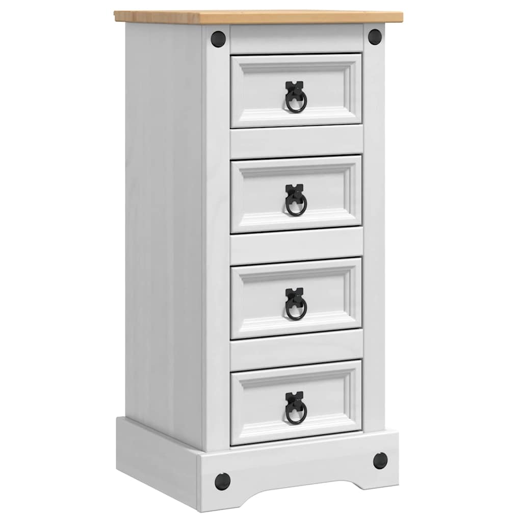 vidaXL Mesa-de-cabeceira com gaveta Corona Branco 35 x 32,5 x 74 cm