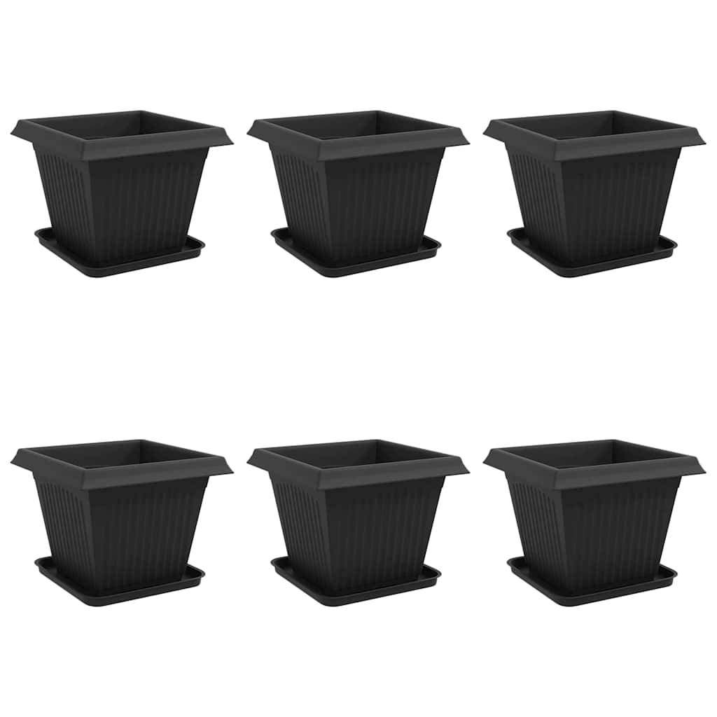 vidaXL Vasos de Plantas 6 pcs Preto 38 x 38 x 30 cm Plástico